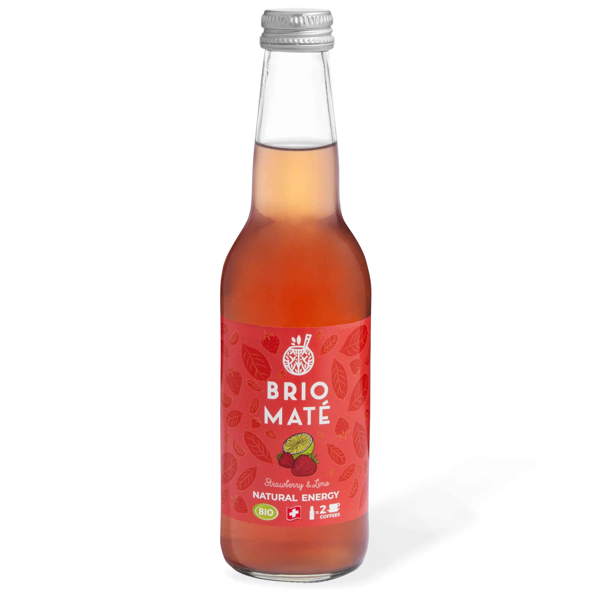 Brio Maté Energy Drink Naturel Bio Fraise Citron Vert 33cl