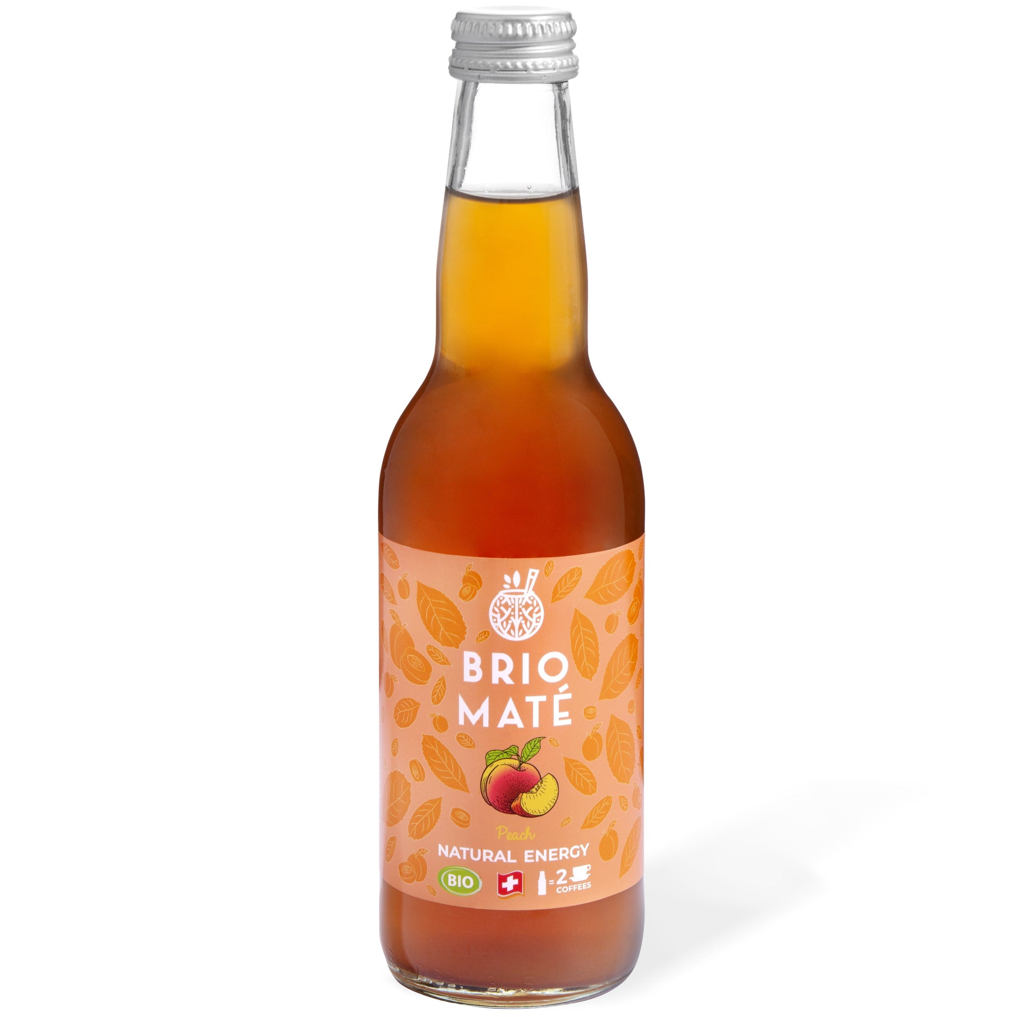 Brio Maté Energy Drink Naturel Bio fond de pêche 33cl